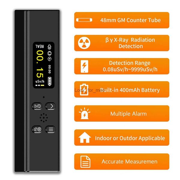 Compteur Geiger Détecteur de rayonnement nucléaire Dosimètre personnel Testeur de radioactivité à rayons X Détecteur d'eaux usées HKD230826