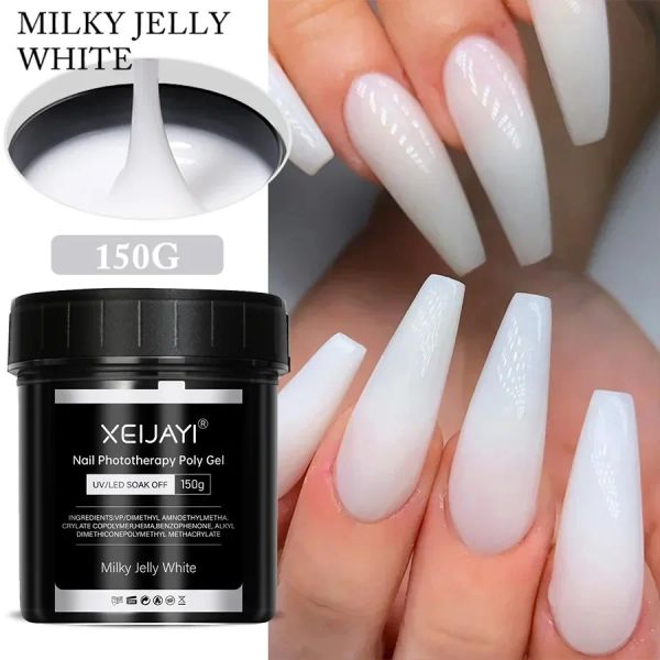 Gel 150g Extensión de uñas Gel Transparente Jelly Blanco Rosa claro ACRYLIC FRANCÉS Arte de uñas UV LED Manicura semi permanente