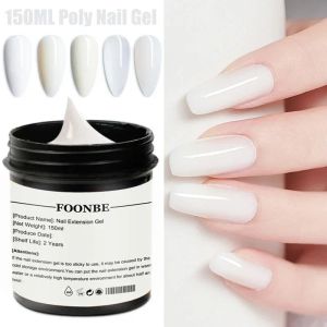 Gel 150 ml Milky White Builder Nail Poly Extension Gel Gel Nails acryliques Bâtiment rapide Jelly Clear Transparent Nail Tips UV Gel Off Off