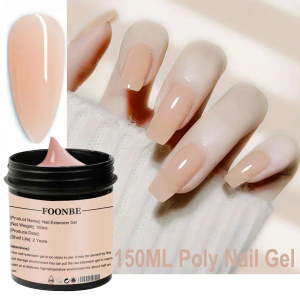 Gel 150 ml Nude Poly Nail Gel 88 Couleurs disponibles Extension de l'ongle Gel Gel de gelée blanche transparente