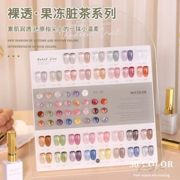 Gel 30 colores Jelly Transparente Gel esmalte de uñas Nude Pink Color UV Remojo Off Gel Gel Jade Nail Art Gel Lacquer 15ml