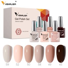 Gel 6/12pcs/lot Venalalisa Gel Nagel Polish Nieuwe aankomst Natuurlijke naakt kleurenkit Pink Serie Grote dekking Semi Permanent Pastel Varnish