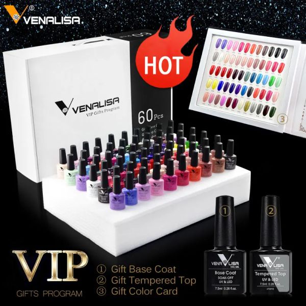 Gel # 61508 Venalisa Vente chaude VIP VIP 36/60 Couleurs 7,5 ml Ensemble entier Kit de vernis en gel à ongles avec Basetoppalette 3in1