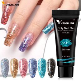 Gel 6pcs/kit Venalisa Poly nagelgel 15 ml Acryl -gel Clear Camouflage Nagellak Extension Nail Art Neon Color Change Gel