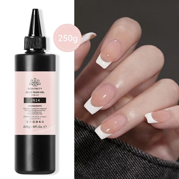 Gel né en gel de gel nude 250g gel de gel de gel rose rose blanc blanc transparent gel semi-permanent vernis français trempage uv gel