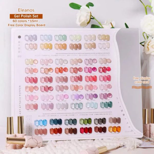 Gel Eleanos 60 Colors Jelly Gel Polish Juego de estilo de jarabe de estilo coreano Gráfico de color del kit de gel