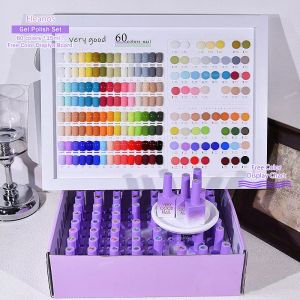 Gel Eleanos Rainbow 60pcs Gel Polish Set Très bon kit de gel à ongles avec carte de couleur pour Nail Art Set Nail Gel Gel Polish Learner Kit