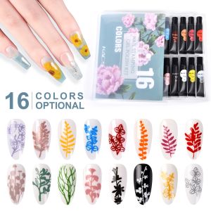 Gel kads 16 kleuren nagelstempels gel Pools Set Stamp Paint Print Transfer Lak UV -gel nagellakkit voor nagellegelingplaat