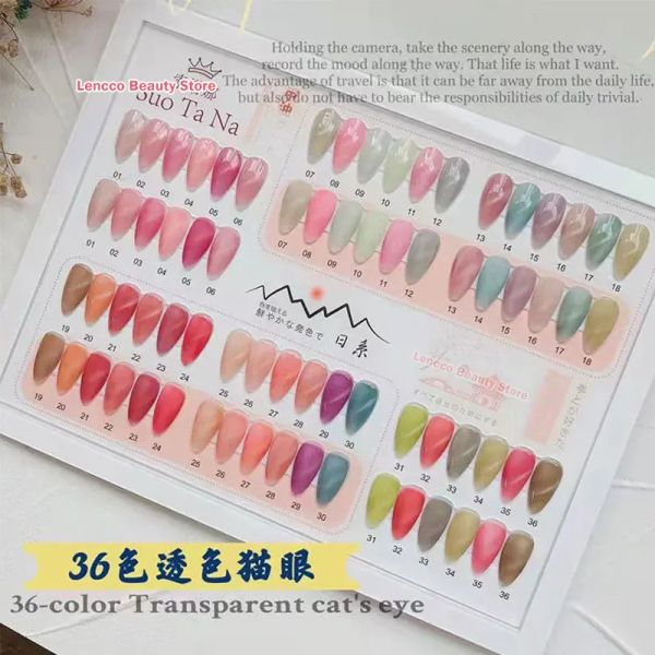 Gel Lencco 36pcs Crystal Transparent Cat Eye Gel Polon à ongles avec carte couleur gelée nail nail art gel magnétique UV Soakoff Gel Varnis