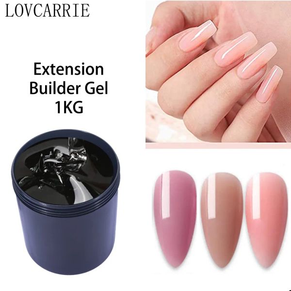 Gel lovcarrie 1000g poly nail extension gel jelly constructeur vernis rose blanc clear paillette acrylique ongles français décorations art 1kg