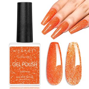Gel makartt glitter nagellak flash diamant oranje reflecterende val nagelgel 15 ml afwezig van uv led wankelachtige glanzende gel Poolse manicure