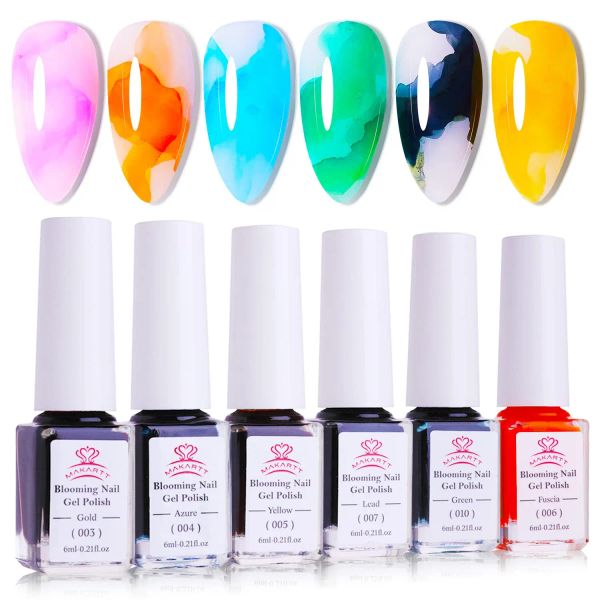 Gel Makartt en marbre vernis à ongles, enlacage en gel en gel Changer de couleur Changer de vernis à ongles alcool alcool ongle nrout aquarelle fleur de gel