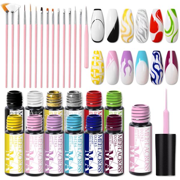 Gel Rencontrez à travers la ligne de nail art kit de gel polonais avec des ongles de peinture à lampe à LED dessinant l'outil de gel en gel de voleur de ventre