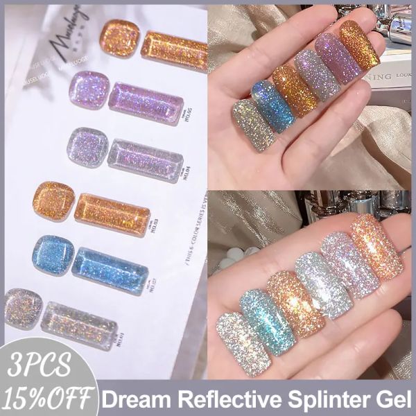 Gel Museluoge Dream Splinter Reflectante Pollo de uña Gel Suminio semi Permanente de esmalte de uñas de barniz de gel bajo el efecto de luz flash