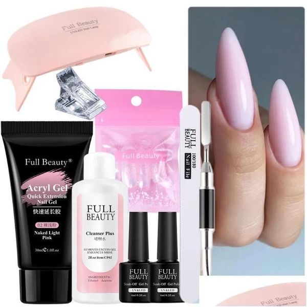 Gel Nail Gel Extension Juego de 30 ml de acristación rápida Kit UV UV UV TIPS Clear Poly Tips Forms Desgrama Manicure Herramientas GL1901B Drop entregada