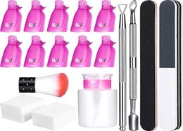 Kit de removedor de esmalte de uñas de gel 420 piezas Toallas de algodón 10 piezas Clips de uñas Tapas 3 piezas Archivo de uñas Triángulo Pusente de cutícula A8507371