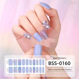 Pegatinas de uñas de gel con luz ultravioleta y tiras de esmalte de uñas o 20 envolturas de uñas de gel de larga duración, calidad de salón
