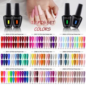 Gel Nailco 12pcs/set gel nagellak 15 ml LED -gellak afweekt UV -gel vernis Rode kleur glitter nagelgel Pools diy nagel kunstlak