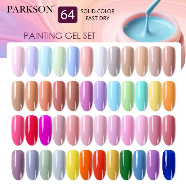 Gel Parkson 64pcs/set Pintura de gel de uñas Manicura de uñas Manicura de uñas Off UV Led Gel Pinting Juego de tinta Gel Policio de uñas Lacas