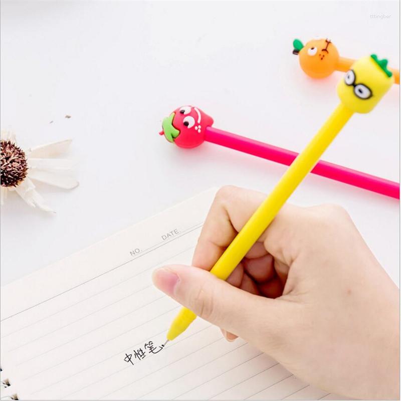 Gel Pen 0.5mm Black Water Signing Creative Fruit Cartoon Pens Stationery Learn For Office School Supplies