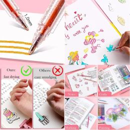 Gel Pen Brillo Gel Gel Pen Set New Glitter School Supplies Penses Colored Fun Students Marking Highlighter Pen