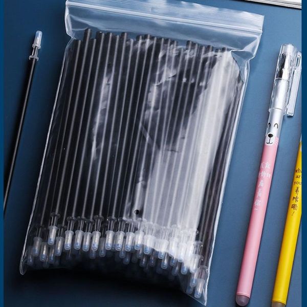 Stylos gel 10 pièces noir/bleu magique effaçable stylo recharges aiguille 0.5mm encre neutre lavable poignée bureau école fournitures d'écriture
