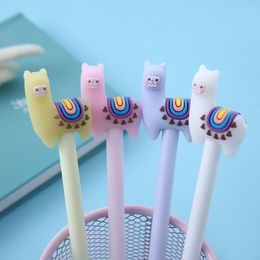 Stylos gel 10 pcs kawaii coloré lama chameau stylo gel écrivain signer un stylo de bureau de bureau alimentaire 0,5 mm encre bleu 230322