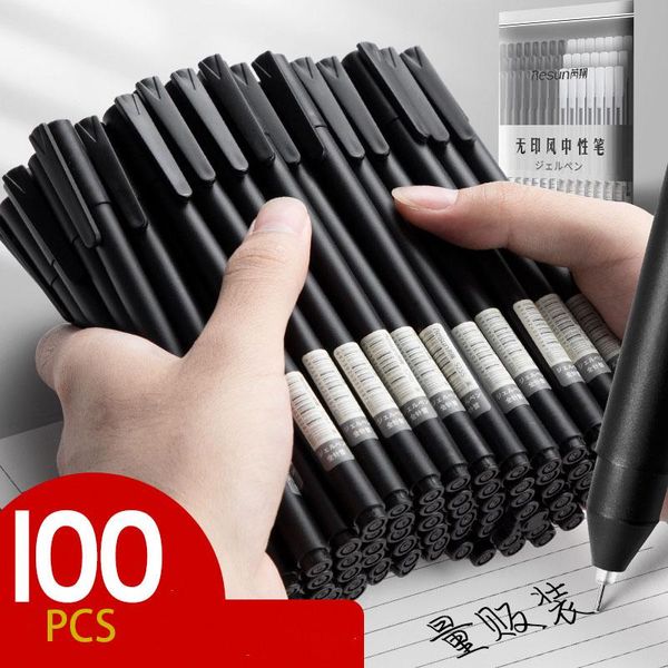 Bolígrafos de gel, 100 Uds., bolígrafo Signature Black Carbon Ins Super Water, pinceles de alto valor, papelería de oficina, tiendas de trabajo
