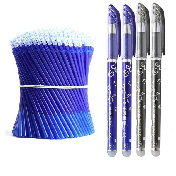 Stylos Gel 100 Recharges 2 Tiges de Stylo Effaçables Gomme Set 0.5mm Poignée Lavable Magique Gel Animal Stylo École Bureau Fournitures D'écriture Papeterie 230525