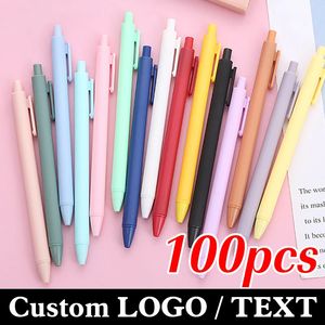 Stylos gel 100pcs Pushtype Pen Bureau Signature Lettrage personnalisé Nom gravé Cadeau Étudiant Papeterie Fournitures 231128