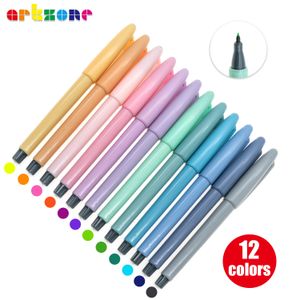 Stylos gel 12 couleurs 0,4 mm stylo de couleur à pointe fine à base d'eau Journal Planner Fineliner stylo liquide pour journalisation compte à main coloriage 230707