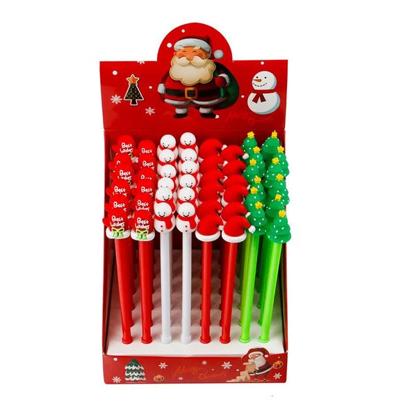 Gel Stylos 12 pièces/ensemble mignon stylo Gel de noël 0.3mm encre noire Signature stylo Kawaii arbre de noël gants chapeau école bureau écriture papeterie 231122