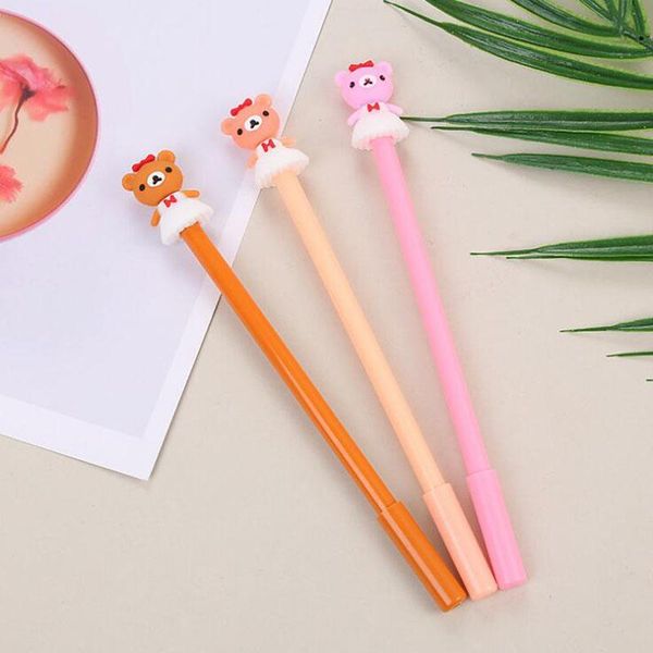 Stylos Gel 1 pc Kawaii ours stylo dessin animé étudiant papeterie créative encre noire Signature eau bureau fournitures scolaires mignon