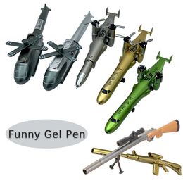 Gel Pens 1 pièces créatif avion forme Gel stylo 05mm encre noire arme combattant élève garçon stylo jouets pistolet stylos nouveauté outils d'écriture papeterie J230306