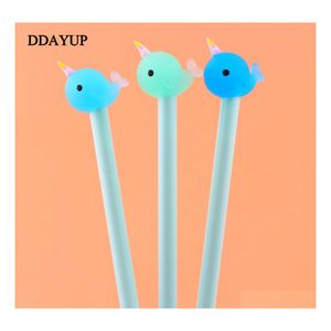 Bolígrafos de gel 2 PCS / LOTE Lindo Kawaii Narwhal Pen Firma Escolar Papelaria School Office Supply Regalo promocional Entrega de gotas Business DHDDE