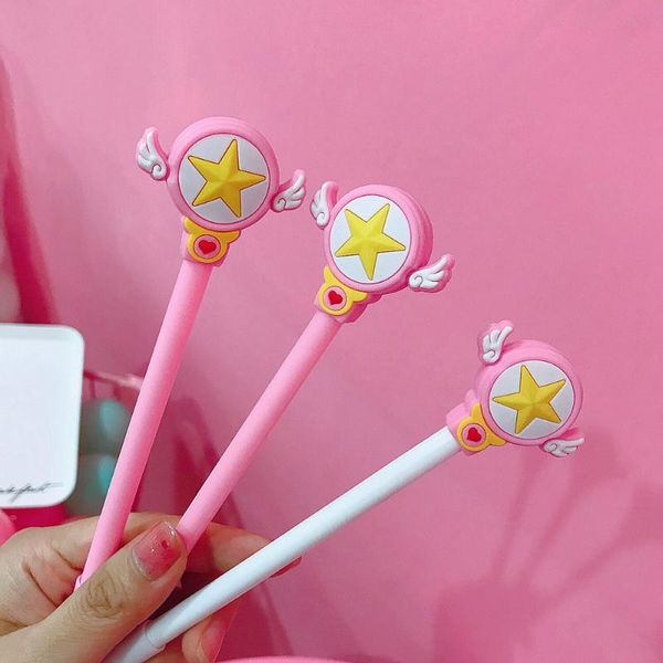 Stylos à gel 20 pcs Fille Sakura Star Wand Pen Neutre Wing Signature Outils d'écriture Fournitures scolaires Papeterie de bureau