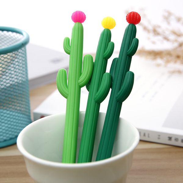 Stylos gel 24 pcs Creative Cactus Neutre Plante Noir Signature Bureau Étudiant Papeterie Kawaii Fournitures Scolaires Mignon Stationnaire 221118