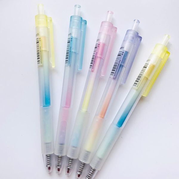 Bolígrafos de gel 2x Rainbow Soft Gradient Press Pen Rollerball Papelería 0.5mm Tinta negra