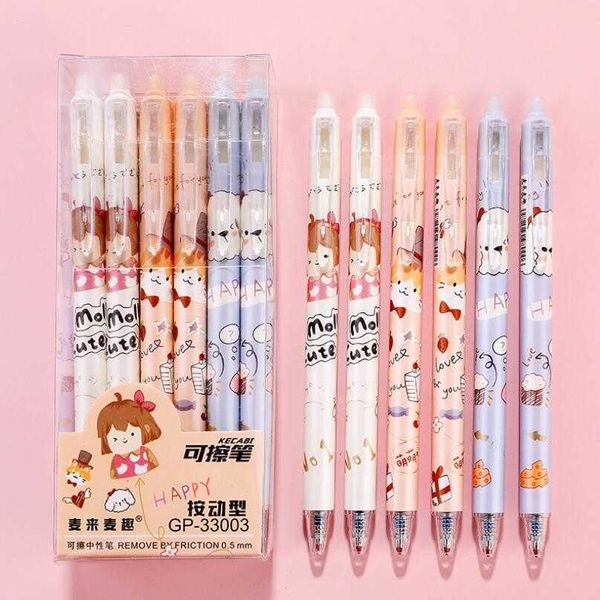 Pensos de gel 3 PCSLOT Kawaii Animales Lindas Girls Cartoon Mecánica Erasa Gel Ink Pen Escolar Escritura de suministro de papelería Premios de regalo J230306