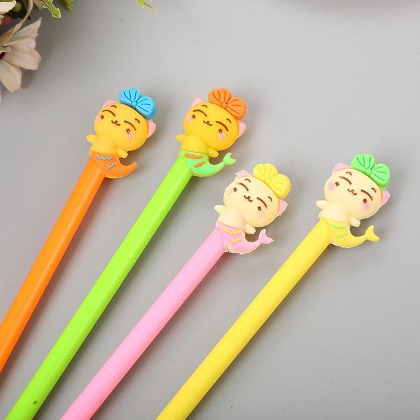 Stylos gel 40 pièces dessin animé papillon noeud sirène neutre stylo créatif étude papeterie silicone tête belle étudiant écriture