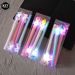 Gelpennen 4pcset gloeiende gelpen Unicorn Pen Stationery Kawaii Gel Ink Pen School Stationery Office Supplies Pen Kids Geschenken J230306