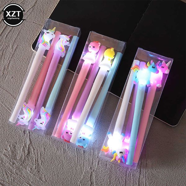 Bolígrafos de gel 4PcSet Pluma de gel brillante Unicornio Pluma Papelería Kawaii Pluma de tinta de gel Papelería escolar Suministros de oficina Pluma Regalos para niños J230306