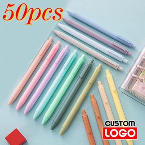 Gel Stylos 50 pièces stylo Gel de couleur unie personnalisé type poussoir étudiant signe d'examen stylo école papeterie fournitures de bureau lettrage nom gravé 231117