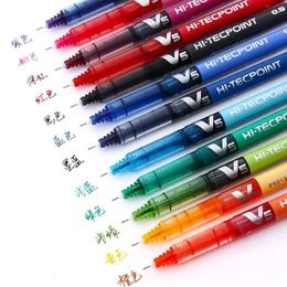 Gelpennen 6/12pcs Japan Piloot V5 HI Tecpoint rechte vloeistofrolpen Grote capaciteit Sneldrogende inkt 0,5 mm Naaldpunt Zwart rood blauw 221118