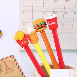 Stylos Gel Creative 0.5Mm Stylo Réaliste Frites Cola Burger Crème Glacée Noir Signature Étudiant Bureau Papeterie Accessoiresgel Drop Deli Dh0Re