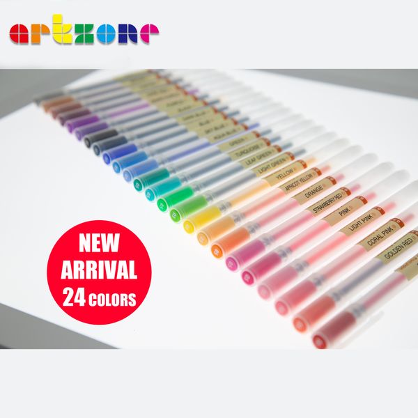 Gel Pens Creative 24 pièces stylo Gel coloré 0.5mm encre de couleur Style japonais écriture stylos à doublure Fine coloriage dessin fournitures d'art 230324