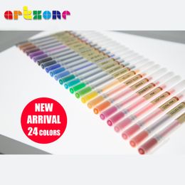 Stylos gel créatifs 24 pièces stylo de couleur 0.5mm encre de couleur Style japonais écriture fine doublure coloriage dessin fournitures d'art 221118