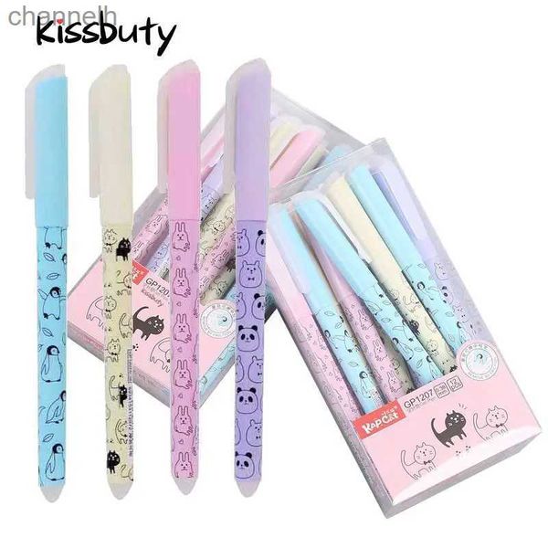 Gel Stylos Stylo effaçable chat mignon 0.38mm poignée lavable gomme magique stylo Gel encre bleue recharges effaçables tige enfants école papeterie YQ231201