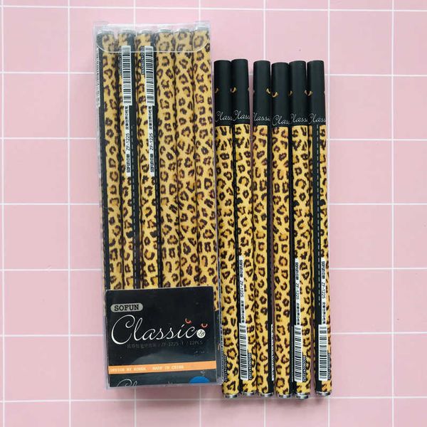 Bolígrafos de gel Cute ic Leopard Diamond Gel Pen Rollerball Pen Escuela Material de oficina Papelería para estudiantes 038mm Tinta negra J230306