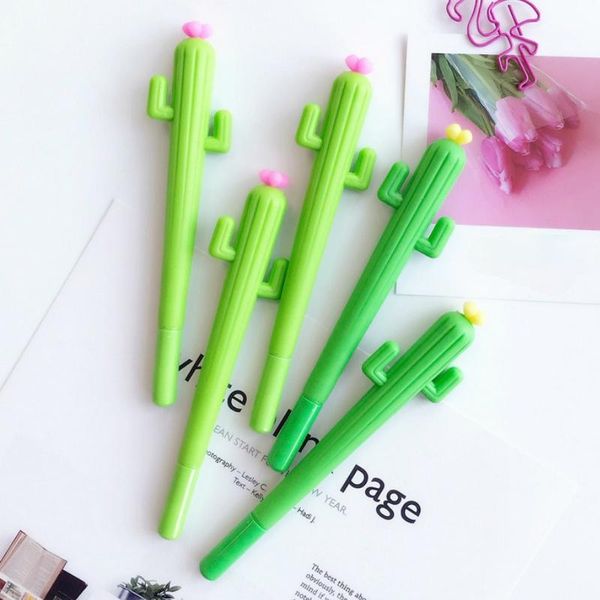 Bolígrafos de Gel, bolígrafo para plantas frescas, bonito modelado pequeño, papelería de aprendizaje creativa neutra, fuente Individual negra de 0,5mm